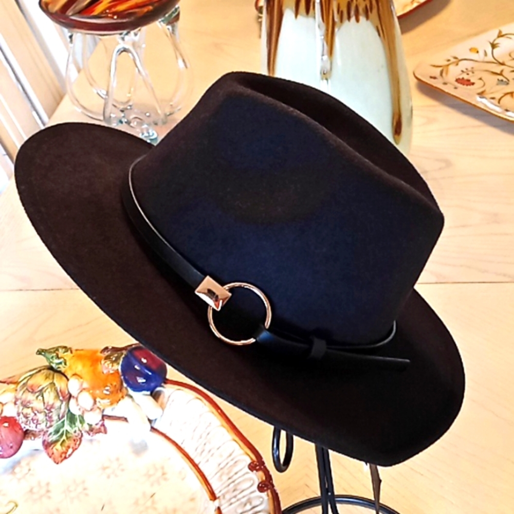 I.N.C Stylish Black Fedora Hat With Adjustable Fit Band. NWT. One Size. - Picture 11 of 11